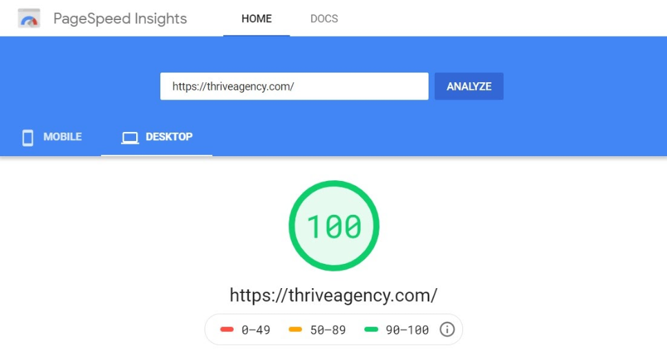 Pagespeed Insight result